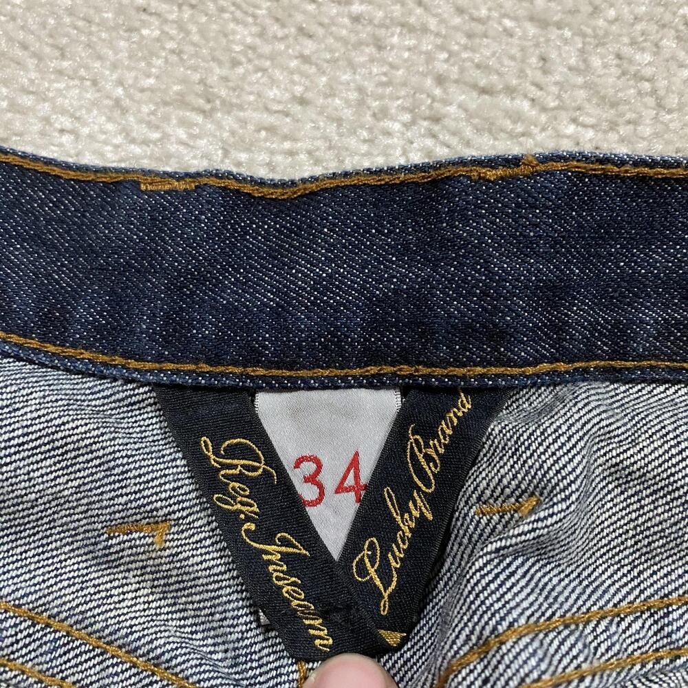 Lucky Brand 181 Relaxed Straight Jeans Mens 34x32 Blue Denim Dark Wash Baggy - Picture 5 of 12